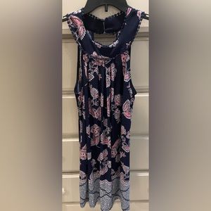 Navy Blue and Pink Patterned Dress Size S